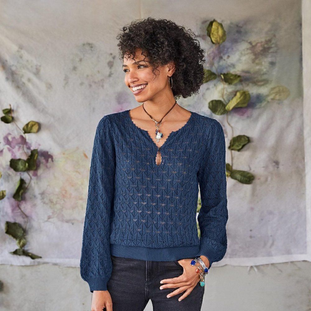 Sundance Leiela Open Knit V-neck sweater Modal Cotton XS